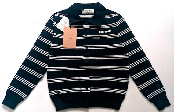 MIU MIU Womens Black Button Down Collared Cardiga… - image 1