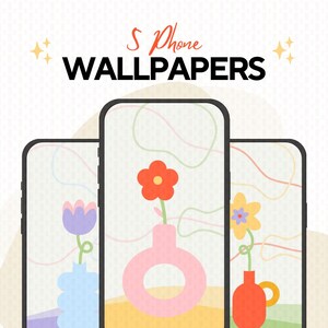 Minimalist Blumen Tapete bunte Tapete 2D Kunst Design geometrische Formen android iphone Tapete Telefon Hintergrund moderne digitale Kunst