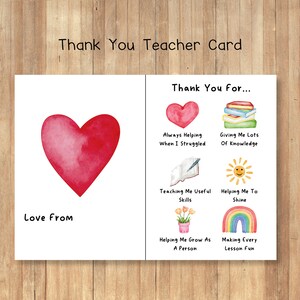 Printable Teacher Thank You Card Printable Teacher Greeting Card Printable Teacher Thank You Card Printable Teacher Greeting Card
