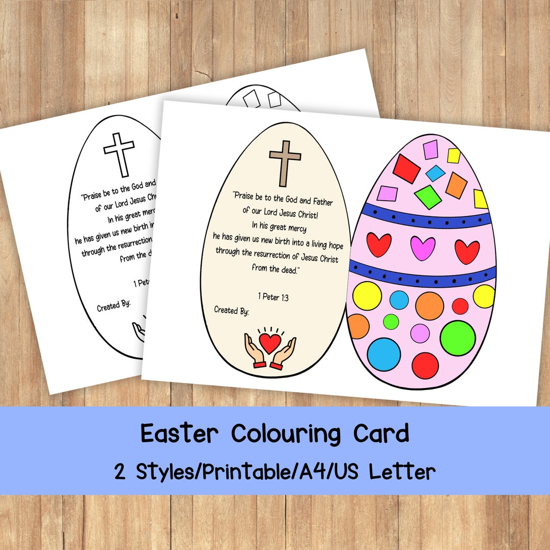 Printable Easter Card, Kids Easter Card, Christianity Card, Bible ...