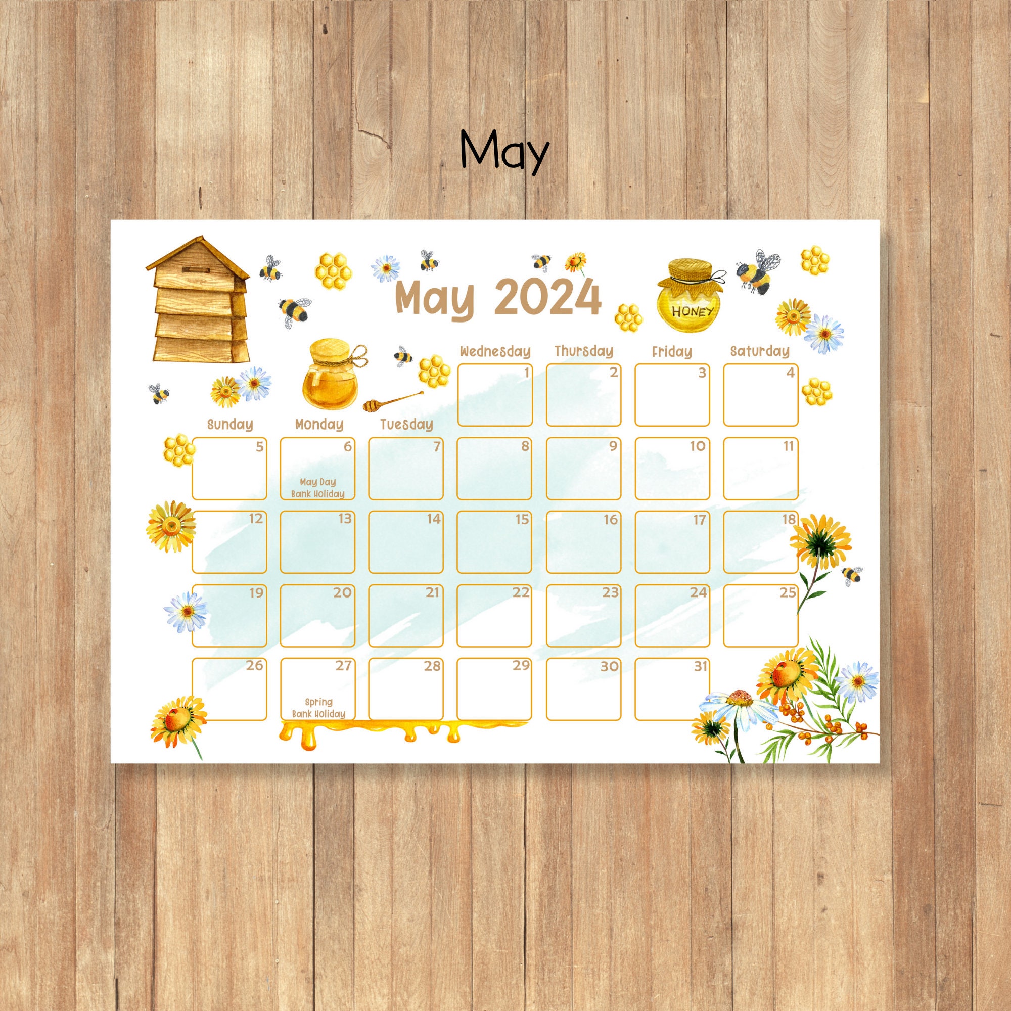 2024 Printable Calendars, Kids Calendars, Watercolor Calendars