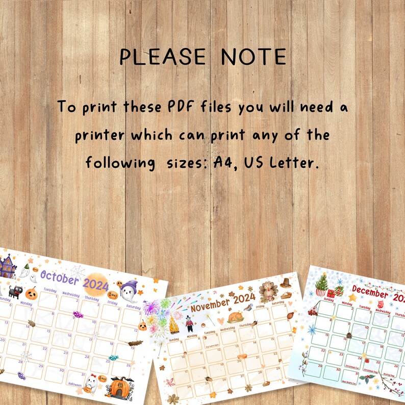 2024 Printable Calendars, Kids Calendars, Watercolor Calendars