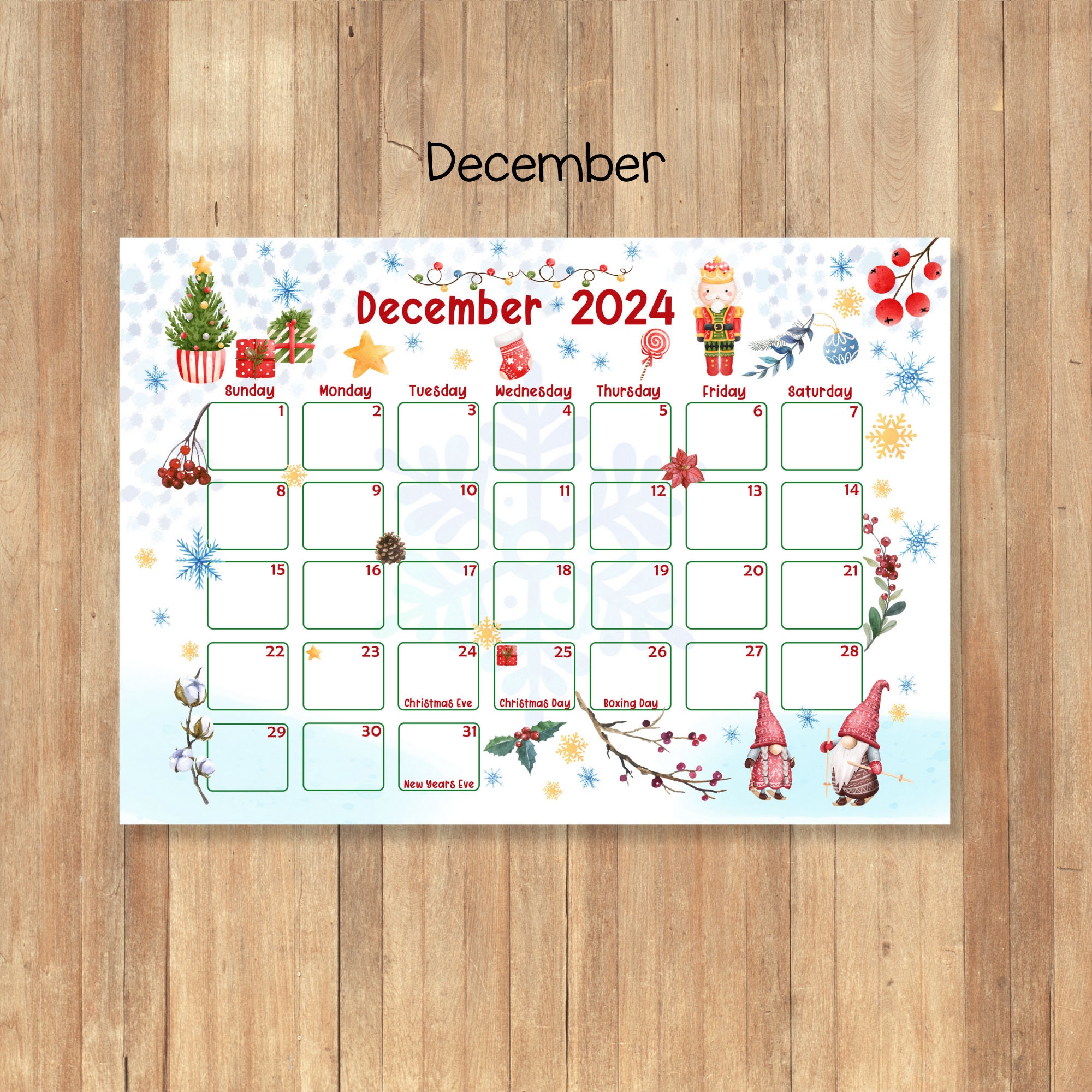 2024 Printable Calendars, Kids Calendars, Watercolor Calendars