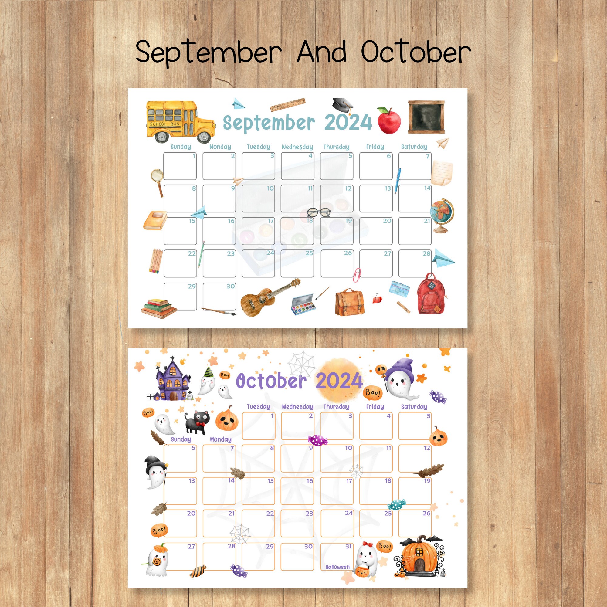 2024 Printable Calendars Printable Kids Calendars Watercolor 2024 Printable Calendars Printable Kids Calendars Watercolor
