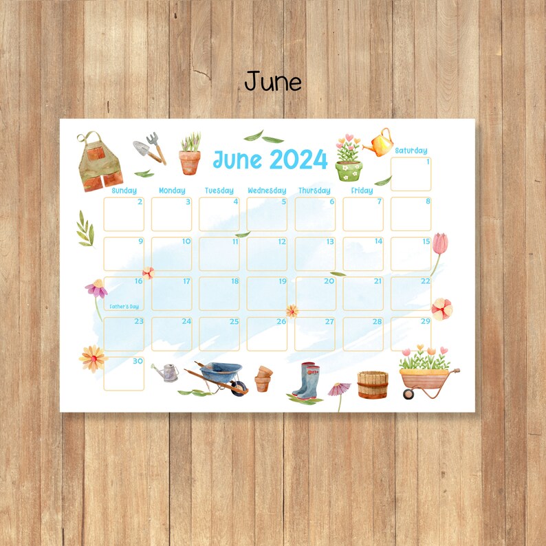 2024 Printable Calendars, Kids Calendars, Watercolor Calendars