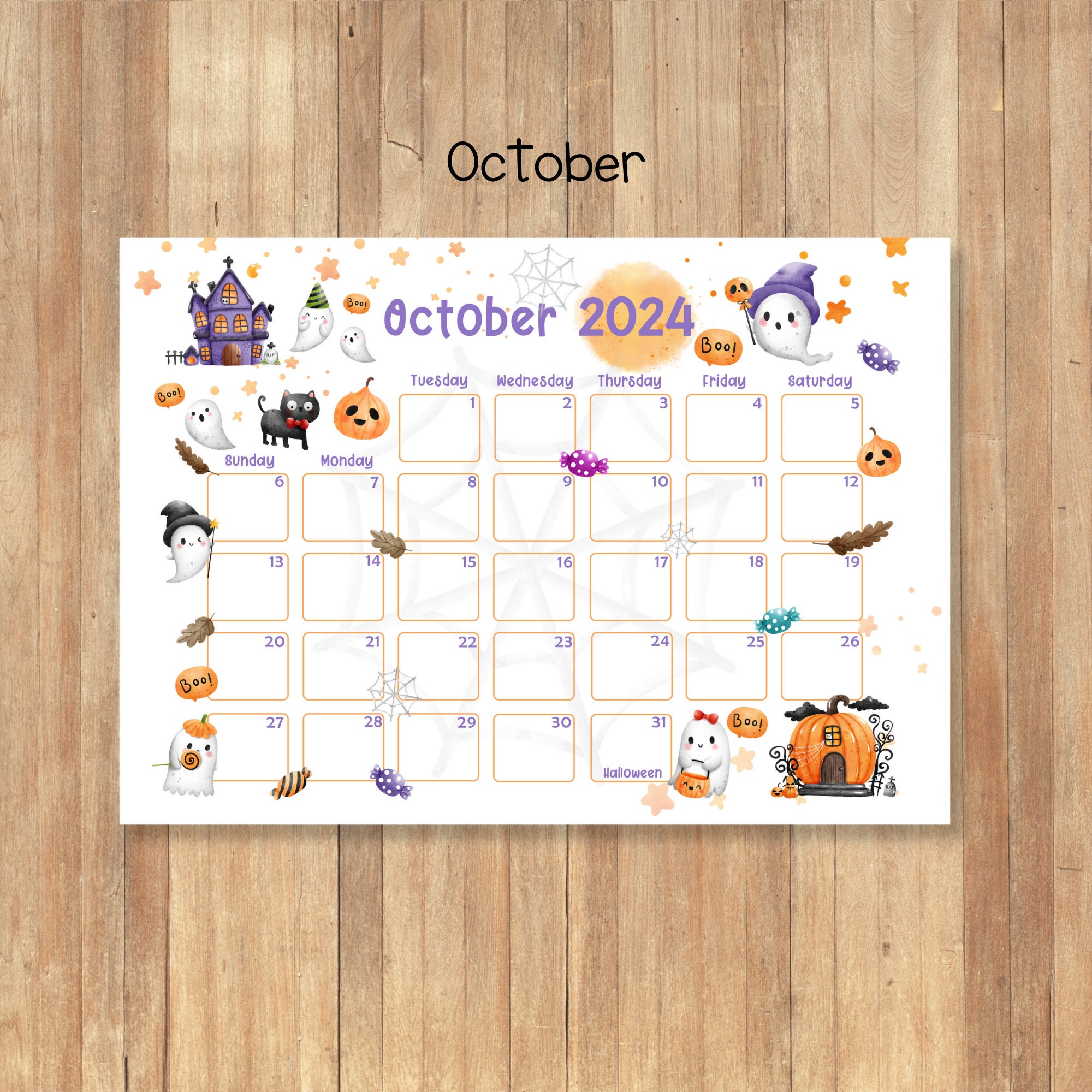 2024 Printable Calendars, Kids Calendars, Watercolor Calendars