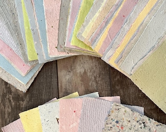 Paper, Handmade Deckle Edge: Textured Upcycled, Recycled Scrap, Craft and Art Paper