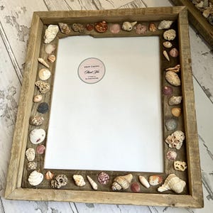 Driftwood Picture Frame: Nautical Shell Accents, Weathered Wood 8x10