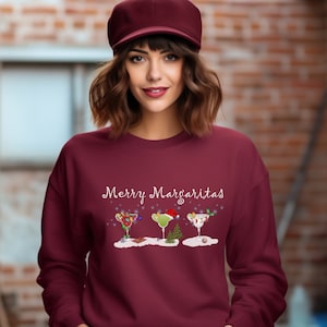 Merry Margaritas Christmas Sweatshirt: Unisex Holiday Party Shirt