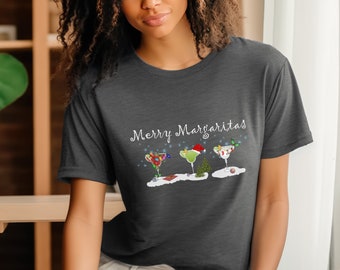 Maglietta natalizia, maglietta Margaritas unisex, abbigliamento per feste natalizie