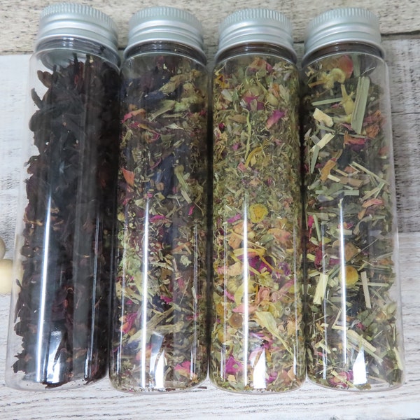 Herbal Tea Sampler Set, loose leaf herbal tea, tea gift set, hand blend looseleaf tea, infused Rose, Hibiscus, Lemon Grass and assorted teas