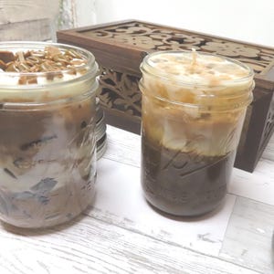 Iced Coffee Candle: Handmade Latte Scented Mason Jar Candle