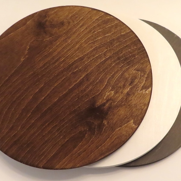 Wood Round 14", Pre-Stained 1/4" thick, White, Walnut, Grey Wood, Art Projects, Wood Projects, DIY Wood Blank, Wood Discs, Wood Circle Blank
