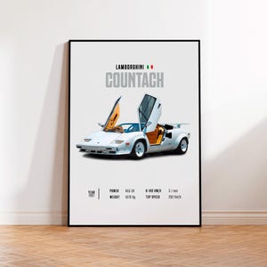 Auto-Poster Lamborghini Countach, Auto-Posterdruck, Oldtimer-Wandkunst, Automobil-Dekor, Oldtimer-Poster, individuelles Autoporträt