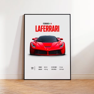 Auto-Poster Ferrari LaFerrari, Auto-Posterdruck, Oldtimer-Wandkunst, Automobil-Dekor, Oldtimer-Poster, individuelles Autoporträt