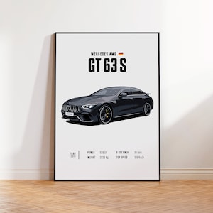 Autoposter Mercedes AMG GT63S Autoposter Druck, Oldtimer Wandkunst, Automobil Dekor, Vintage Auto Poster, individuelles Autoportrait