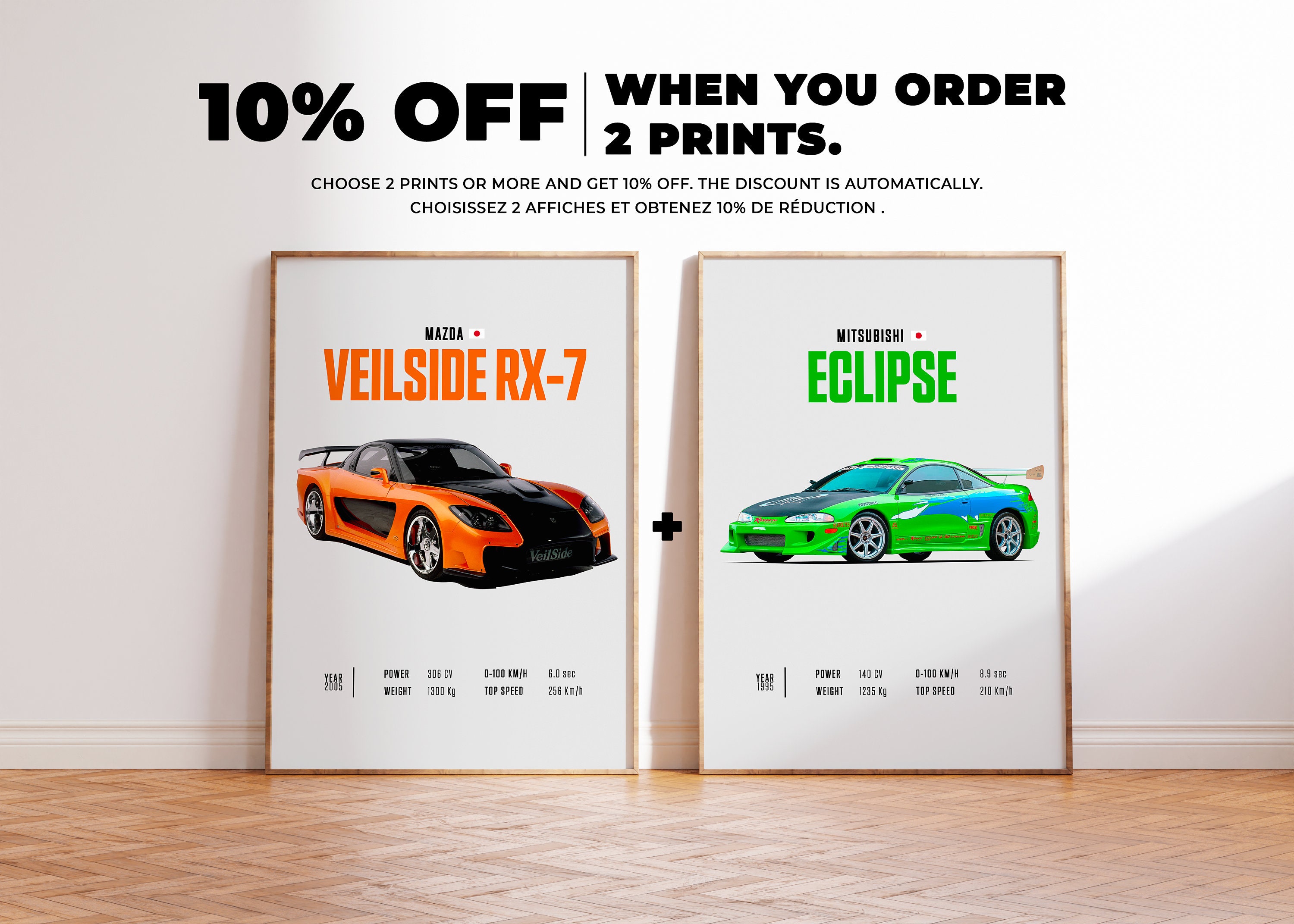 Car Poster Mazda Veilside RX-7, Car Poster Print, Classic Car Wall
