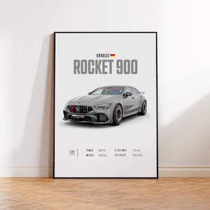 Auto-Poster Brabus Rocket 900, Auto-Posterdruck, Oldtimer-Wandkunst, Automobil-Dekor, Oldtimer-Poster, individuelles Autoporträt