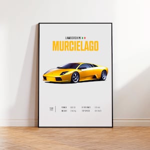 Car Poster Lamborghini Murcielago, car poster print, classic car wall art, automotive decor, vintage car poster, custom car portrait