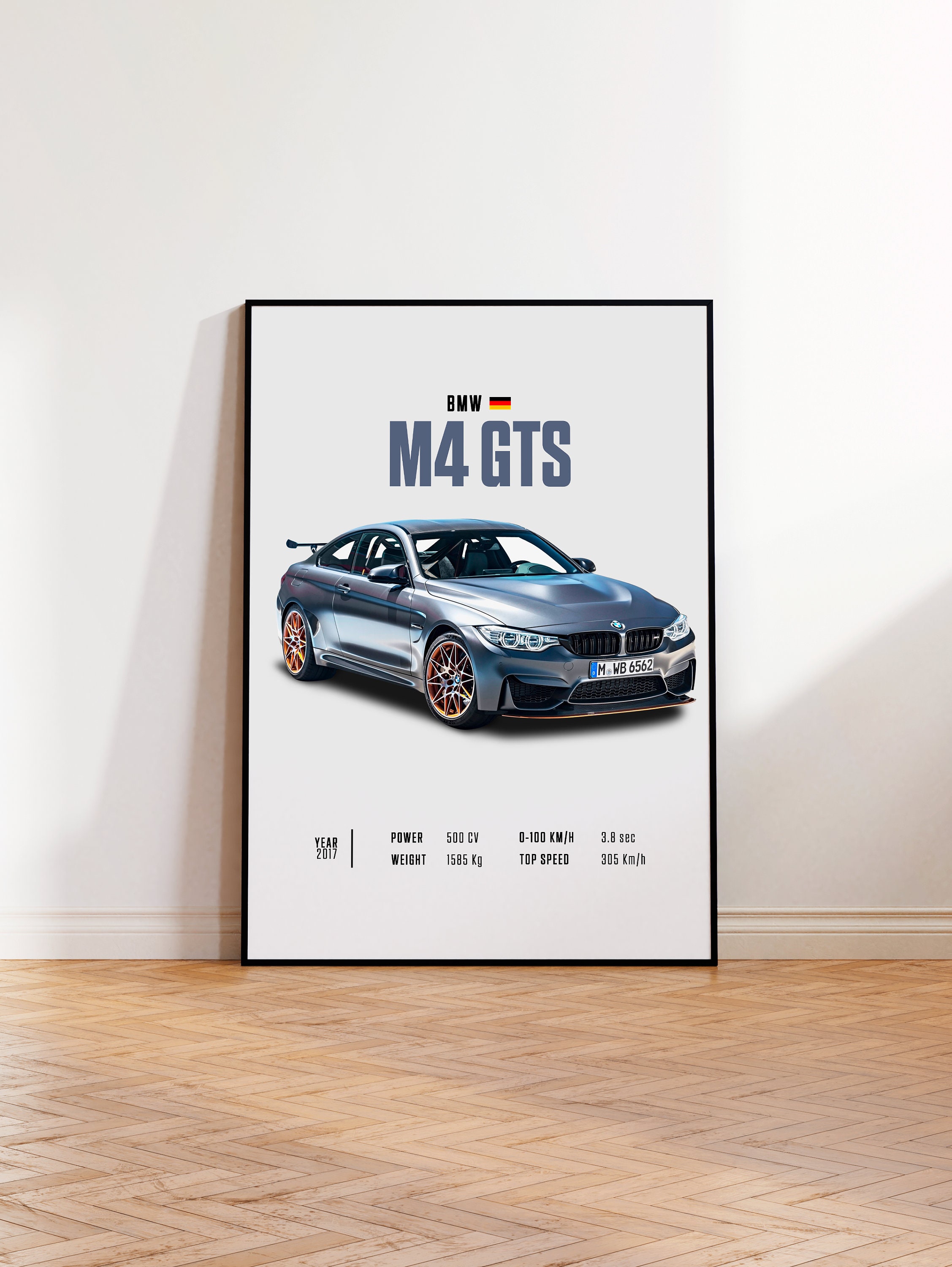 Car Poster BMW M4 GTS, Car Poster Print, Classic Car Wall Art