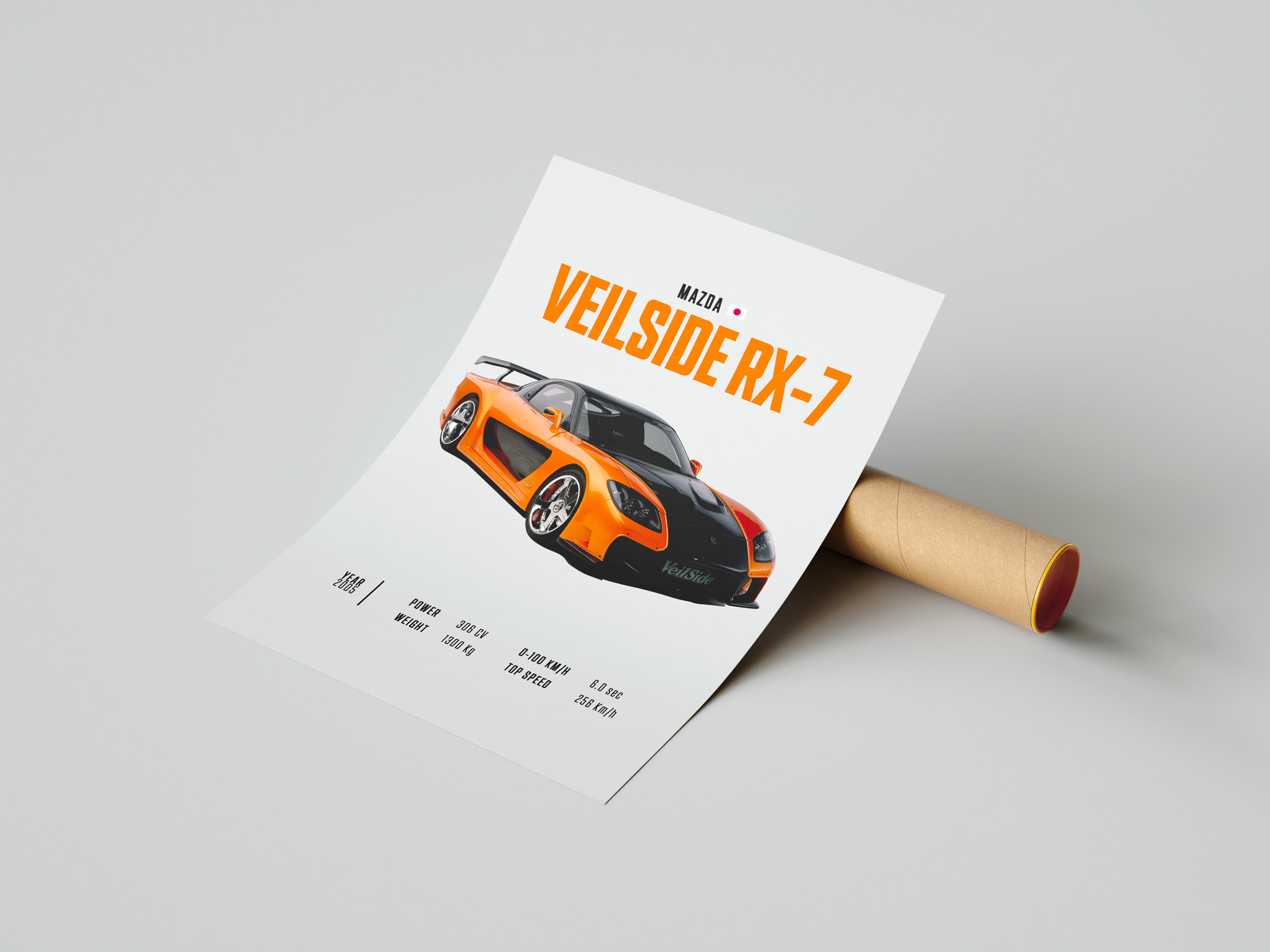 Car Poster Mazda Veilside RX-7, Car Poster Print, Classic Car Wall