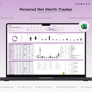 All-Inclusive Wealth Management Excel Tool - Visualize Financial Health Instantly - Critical for Personal Asset & Liability Tracking