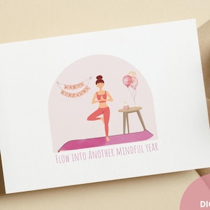 Yoga Birthday Card, Printable, Gift for Friend, Gift for Daughter, Avid Yoga Enthusiast Gift, Yoga Card, Yogi Gift, Gift For Sister