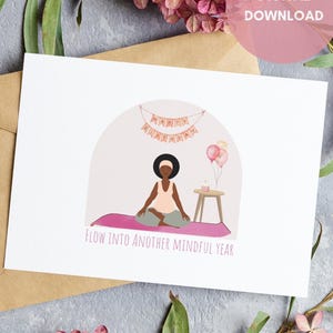 Yoga Birthday Card, Printable, Gift for Friend, Gift for Daughter, Avid Yoga Enthusiast Gift, Yoga Card, Yogi Gift, Gift For Sister
