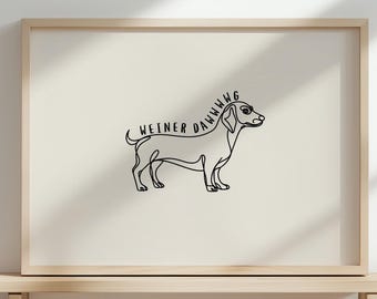 Hunde Druck, Dackel Dekoration, Dackel Liebhaber Geschenk, Weiner Hund Print, Weiner Hund Poster, Digital Download