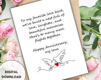 Anniversary Card, Printable, I love you Card, Instant Download, Gift For Husband, Gift For Wife, A7 Envelope Template, Romantic Gifts