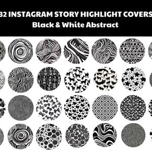 32 Abstract Instagram Highlight Cover Icons, Instant Download, iOS App Icons, Gift For Her, iPhone Widgets, Black And White Abstract Icons