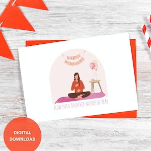 Yoga Birthday Card, Printable, Gift for Friend, Gift for Daughter, Avid Yoga Enthusiast Gift, Yoga Cards, Yoga Teacher Gift