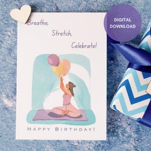 Yoga Birthday Card, Printable, Gift for Friend, Gift for Daughter, Avid Yoga Enthusiast Gift, Yoga Card, Yogi Gift, Gift For Sister