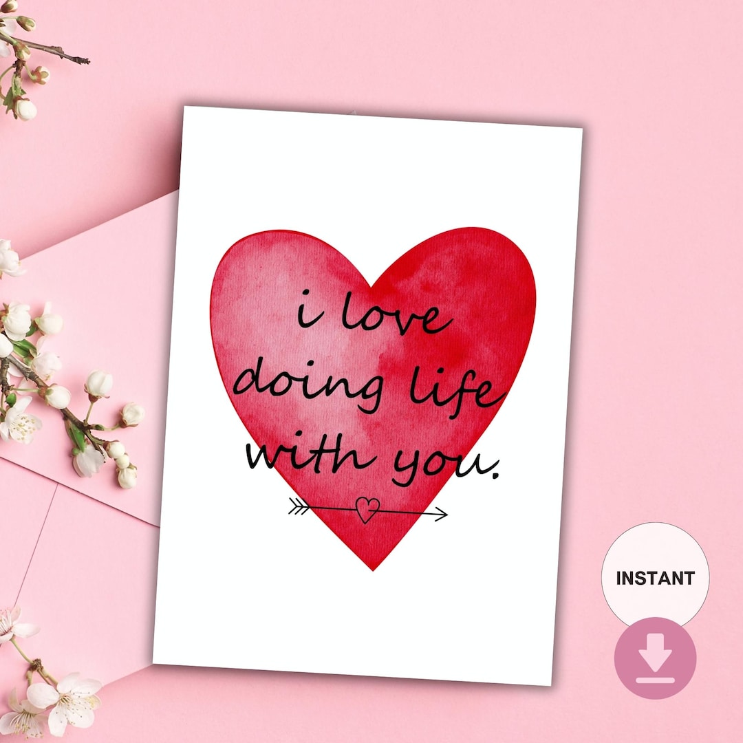 Anniversary Card, Printable, I Love You Card, Instant Download, Gift ...