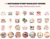 40 Boho Lifestyle Instagram Highlight Cover Icons, Instant Download, iOS App Icons, Gift For Her, iPhone Widgets, Bohemian Icons