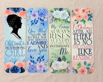 Pride and Prejudice Bookmarks, Jane Austen bookmark, reading accessories, Elizabeth and Mr Darcy
