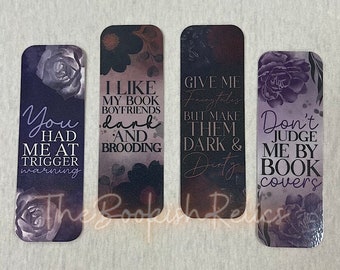 Dark romance bookmarks, trigger warning bookmark, book marks, bookmark