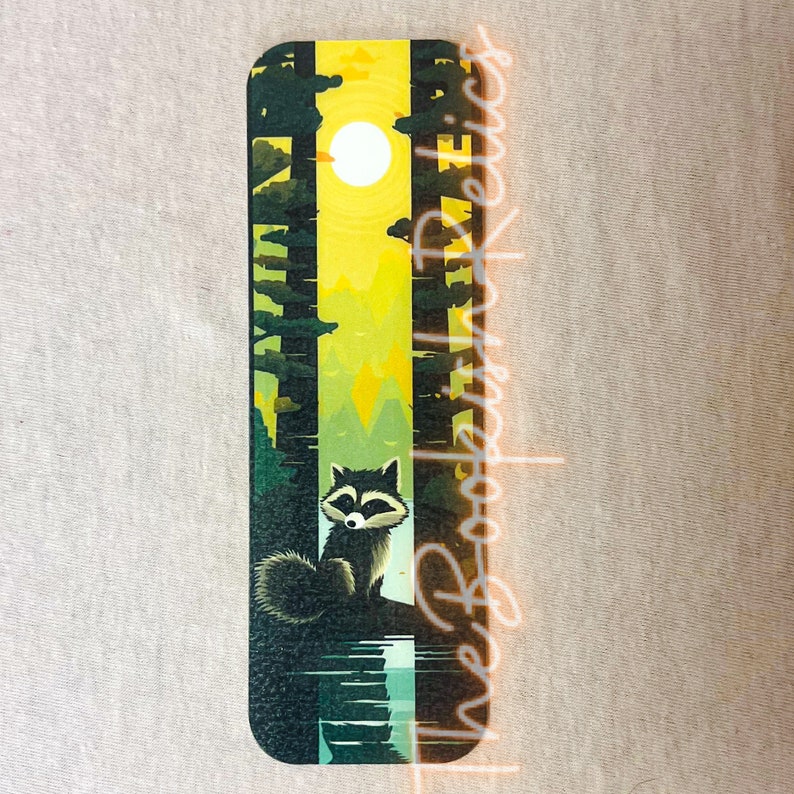 Raccoon Art Bookmark, Laminated Cardstock - Etsy