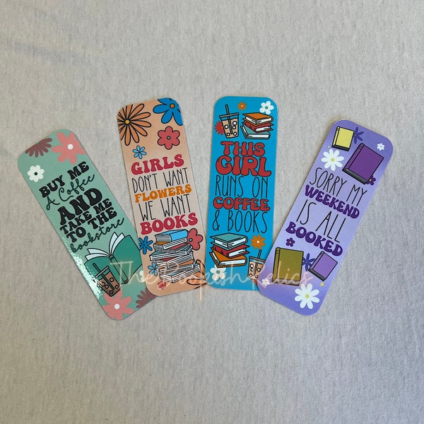 Books and coffee bookmarks, bookstore bookmark, book lovers book marks, reading bookmark