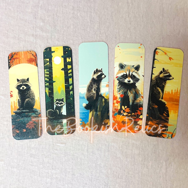 Raccoon bookmarks, raccoon art bookmark, bookmarks