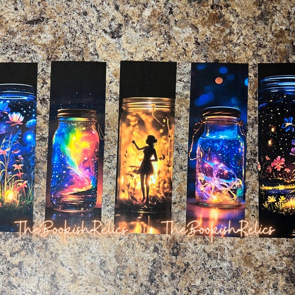 Mason jar galaxy bookmarks, magical jar, fireflies, bookmarks