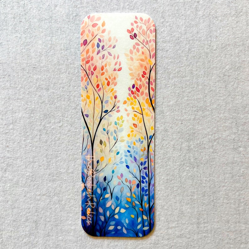 Fall Leaves Bookmark, Watercolor Trees, Autumn Reading - Etsy