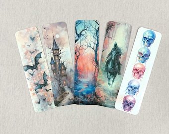 Spooky bookmarks, pastel spooky bookmark, haunted book mark, skull bookmarks