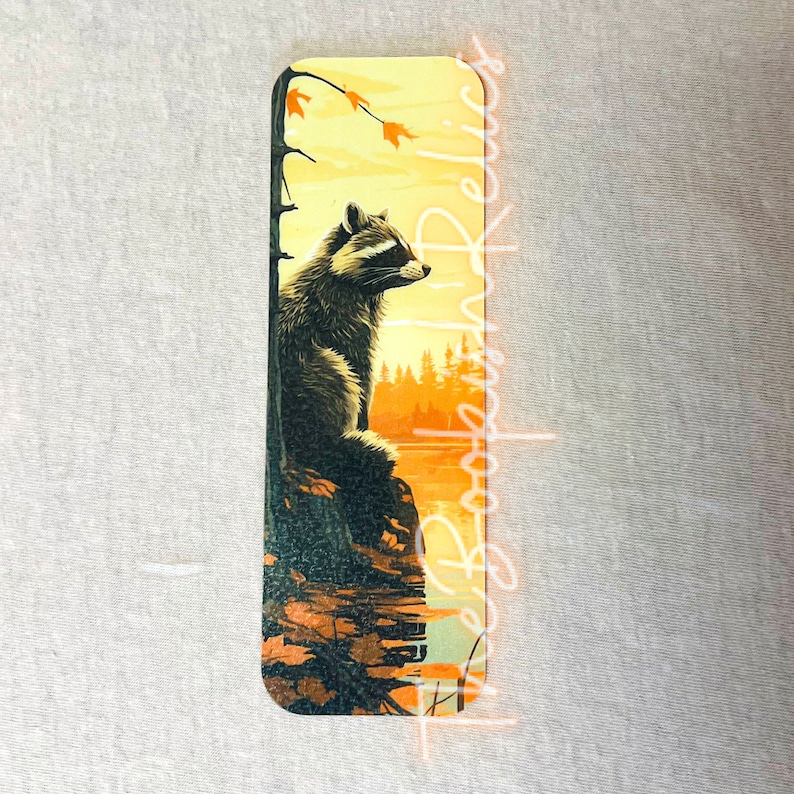 Raccoon Art Bookmark, Laminated Cardstock - Etsy