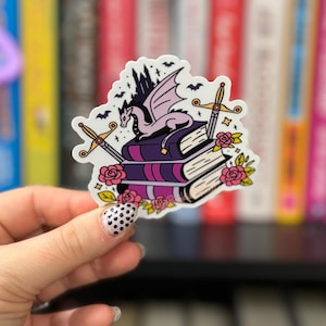 dragon books sticker, romantasy vinyl decal, fantasy stickers, reading accessories, bookish accessories, dragons