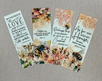 Religious bookmarks, bee bookmark, bible verse book mark