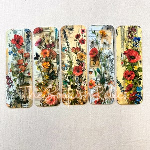 Vintage Floral Bookmarks, Floral bookmark, vintage book mark, flower book marks, butterfly bookmark