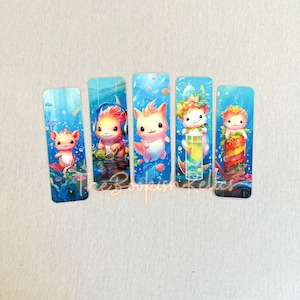Axolotl bookmarks, cute bookmark, axlotls, animal book mark