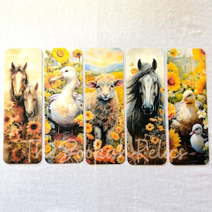 Farm animal bookmarks, animal bookmark, horse bookmarks, ducks book mark