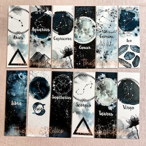 Zodiac sign bookmarks, astrological sign bookmark, book marks